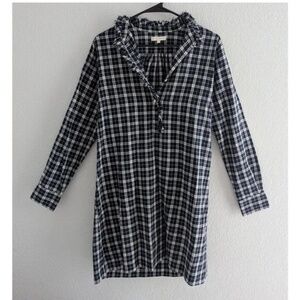 Ann Mashburn Small Navy & White Plaid Frill shirt dress